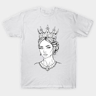 fashionable illustration of a girl in a crown T-Shirt